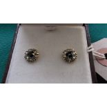 Pair of rosette single ruby stone stud earrings in presentation box