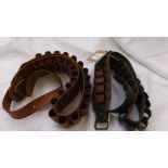 2 brown leather cartridge belts