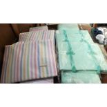 Qty. of unused green and stripped bed linen etc.