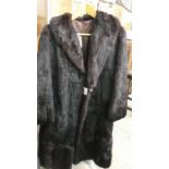 Ladies full length dark brown fur coat ex.