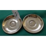 Pair of Edward VII silver Coronation Celebration mini coasters (London 1902)