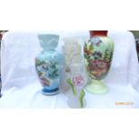 2 Multi coloured decorative flower vases,