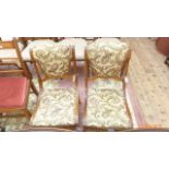 Pair of low mahogany framed late 19th Century bedroom chairs,