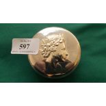 Circular silver trinket cameo of a Queen's Head (2 1/2" diam - London 1977, 4.