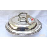 Oval plated lidded entree dish with interior liner