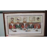 Framed coloured print after Harry B Neilson of 'Mr Fox's hunt breakfast on Christmas Day'