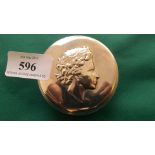 Circular silver trinket box, the lid with cameo of a Queen's Head (2 1/2" diam - London 1977, 4.