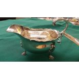 Georgian silver sauce boat on 3 spud feet (believed London 1764)