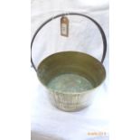 Heavy iron handled brass jam pan