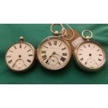 Gentleman's English Lever silver cased fob watch (Chester 1899) and two other silver cased pocket
