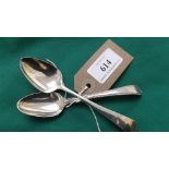 Early Hester Bateman teaspoon and another marked PBABWB London 1802