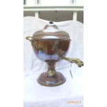 Copper tea urn with brass handle and tap