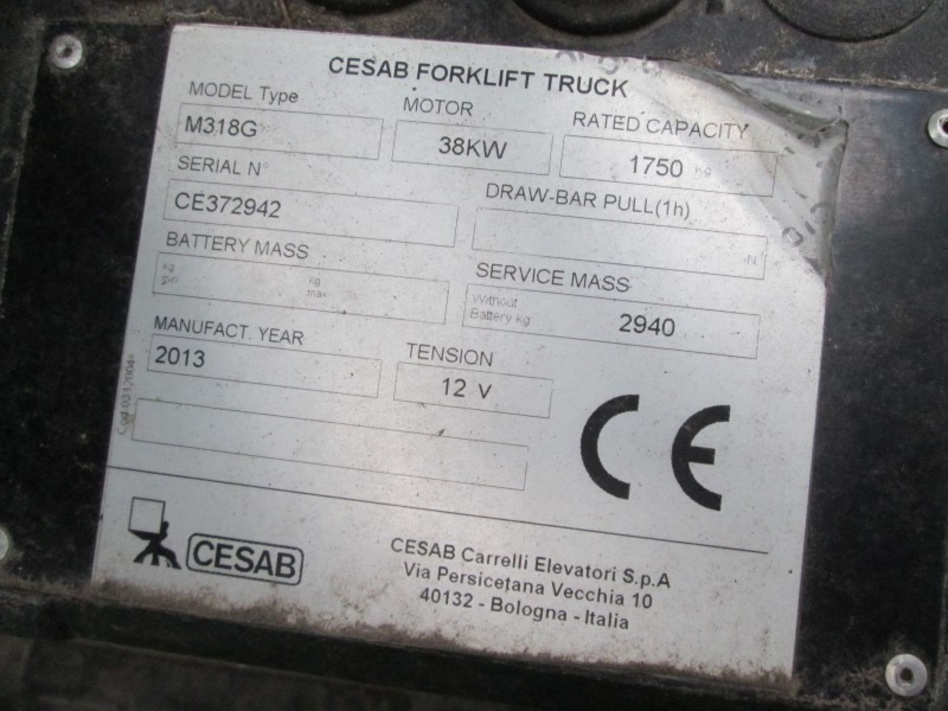 CESAB M318G Plant LPG / CNG - VIN: CE372942 - Year: 2013 - 11,203 Hours - Duplex Forklift, - Image 9 of 9