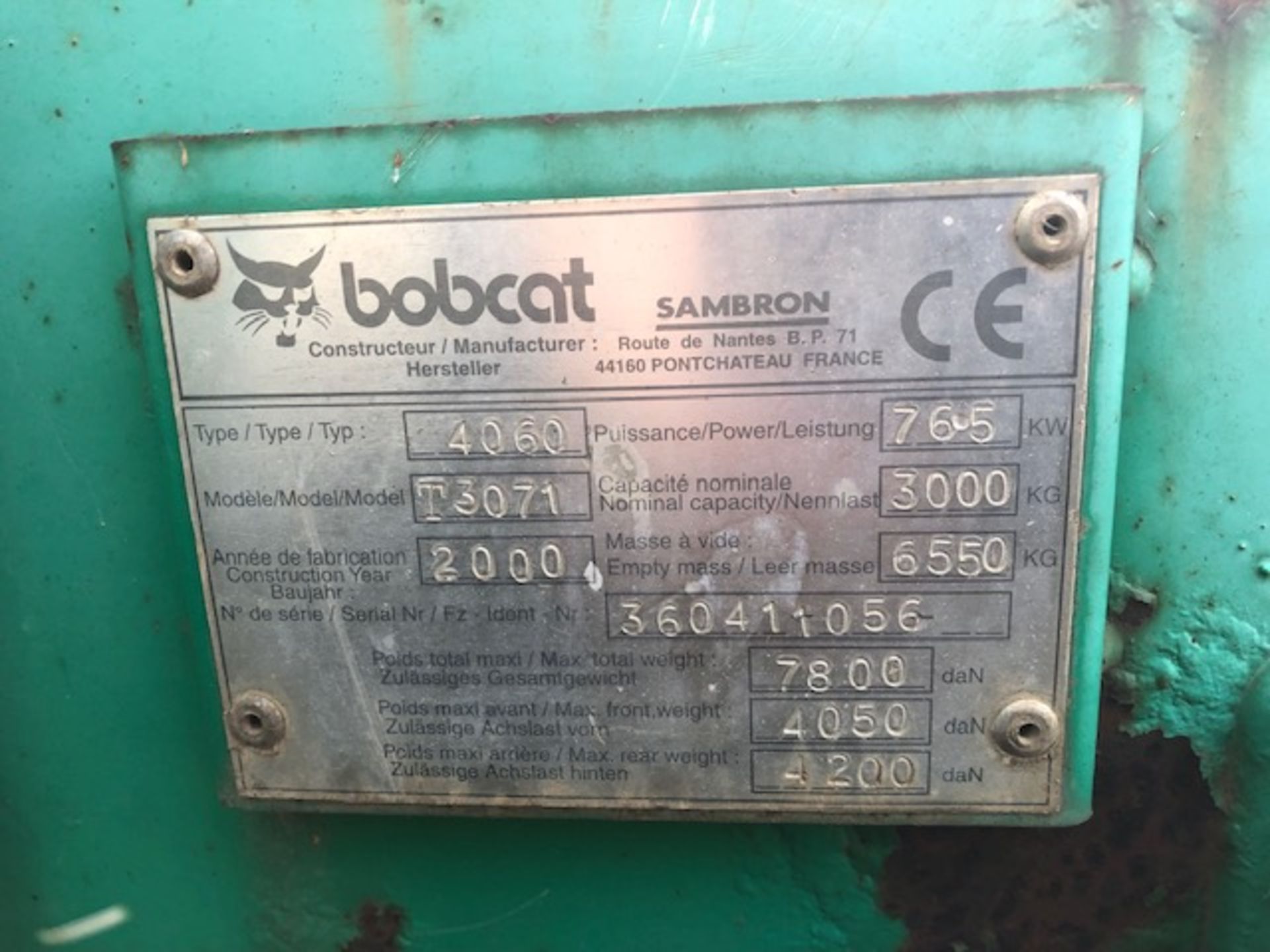 BOBCAT T3071 Plant Diesel - VIN: 360411056 - Year: 2000 - 3,121 Hours - Telrhandler, R.D.L LOCATED - Image 7 of 7