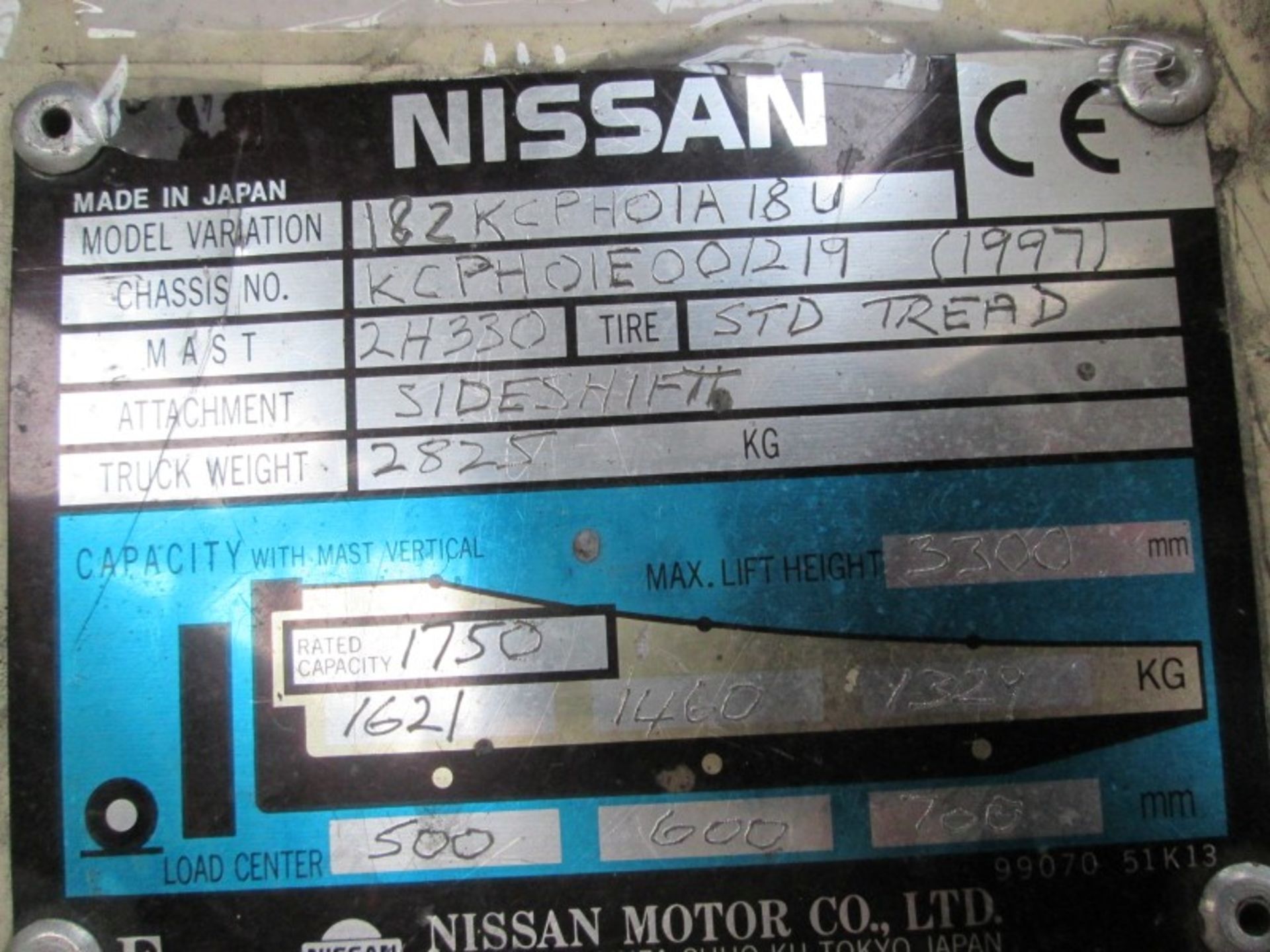 NISSAN 182KCPH01A18U Plant LPG / CNG - VIN: KCPH01E001219 - Year: 1997 - 4,432 Hours - Duplex 3.3M - Image 8 of 9