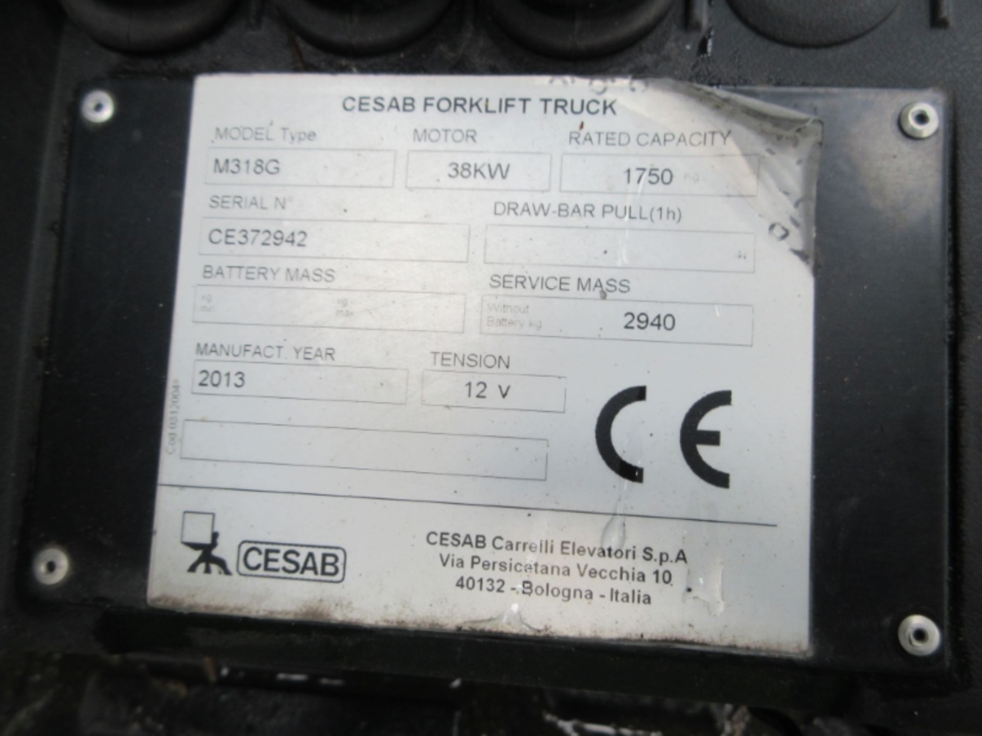 CESAB M318G Plant LPG / CNG - VIN: CE372942 - Year: 2013 - 11,203 Hours - Duplex Forklift, - Image 9 of 9