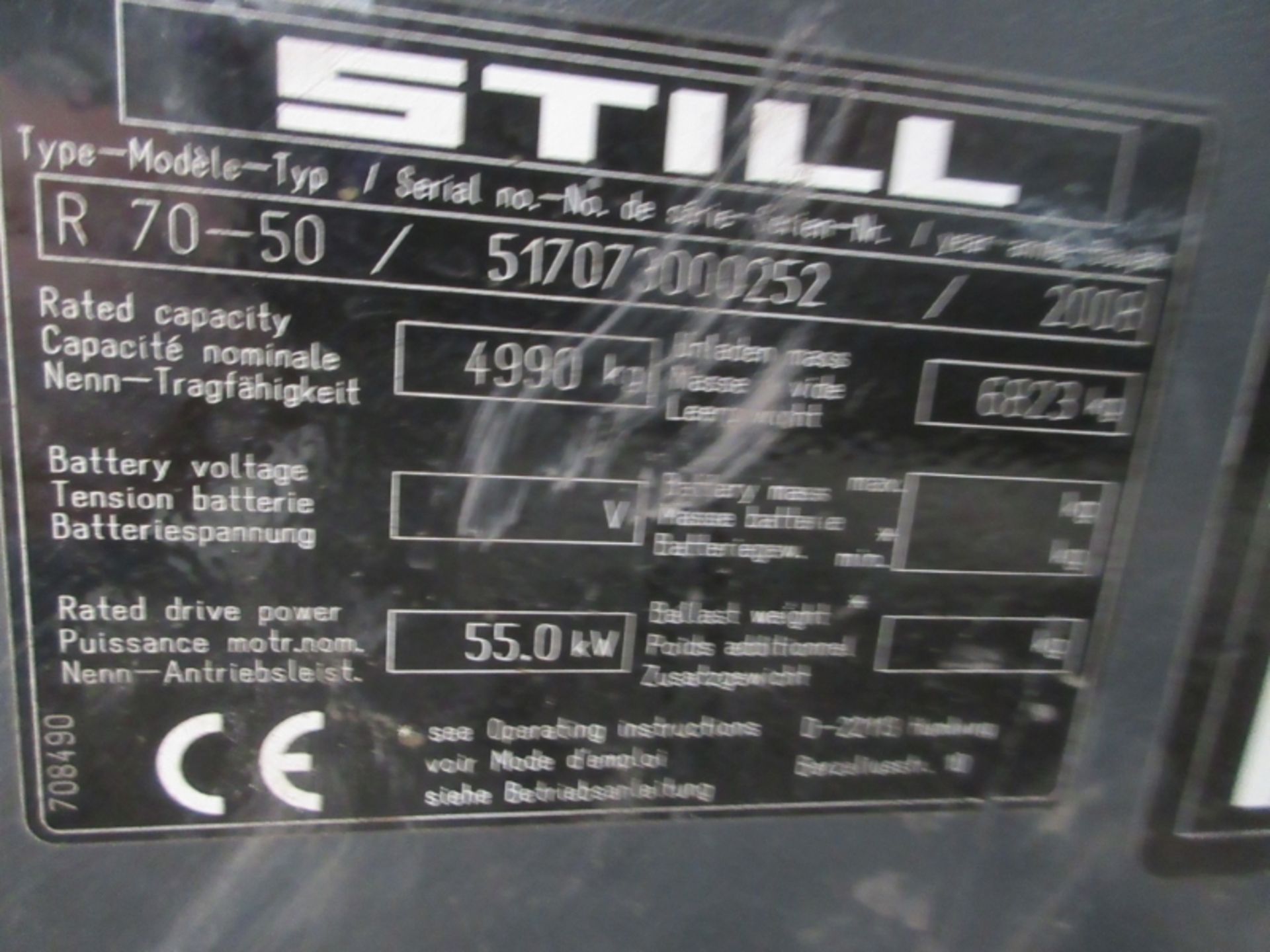 STILL R70-50 Plant Diesel - VIN: 517073000252 - Year: 2008 - 7,127 Hours - Triplex Forklift, - Image 9 of 11