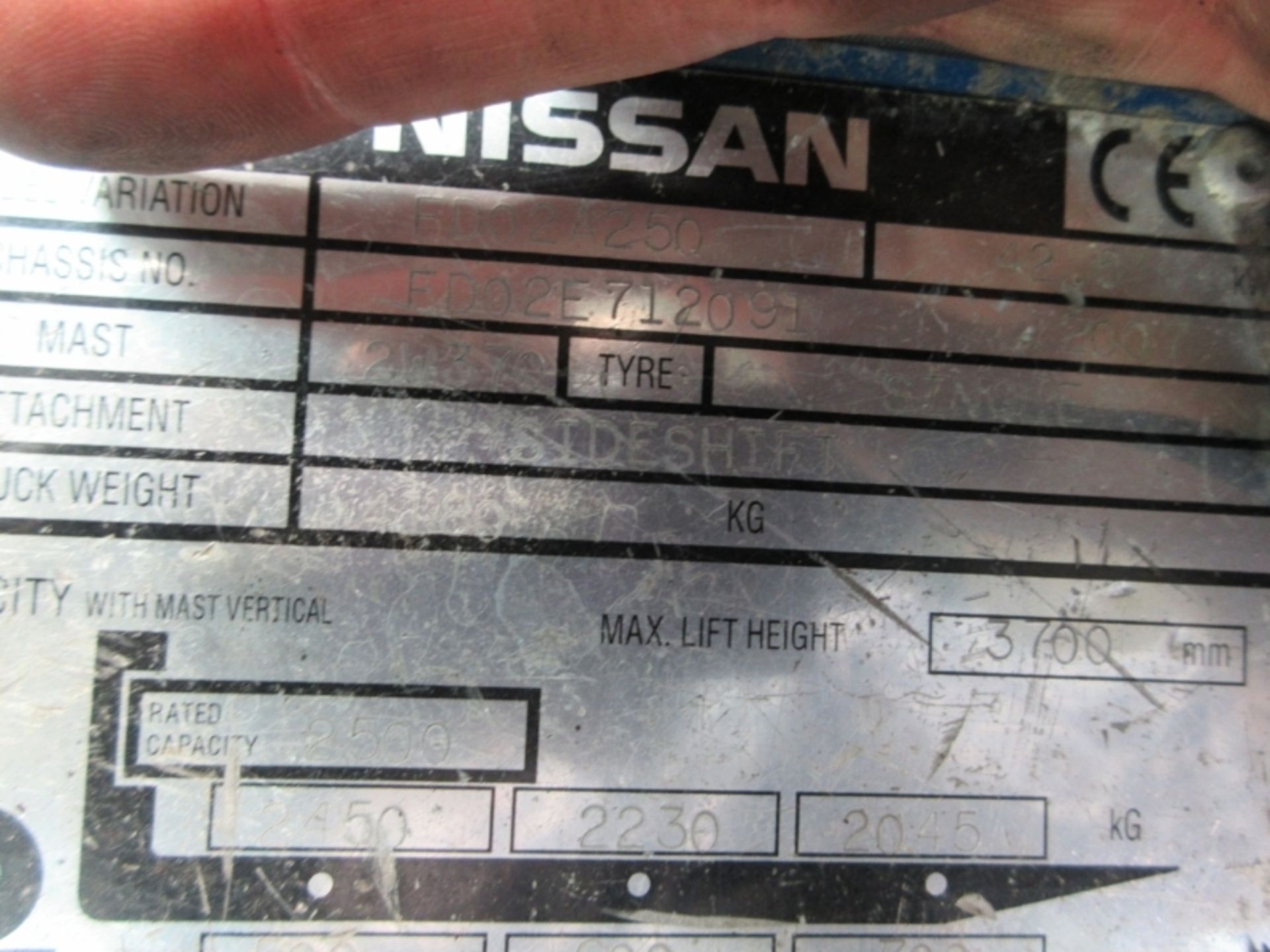 NISSAN FD02A250 Plant Diesel - VIN: FD02E712091 - Year: 2007 - 5,376 Hours - Duplex sideshift - Image 7 of 9