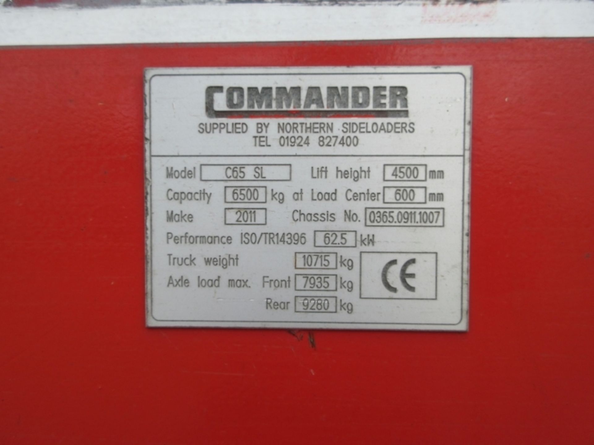 COMMANDER C65 SL Plant Diesel - VIN: 036509111007 - Year: 2011 - 9,016 Hours - dUPLEX fORKLIFT, 4.5M - Image 5 of 7