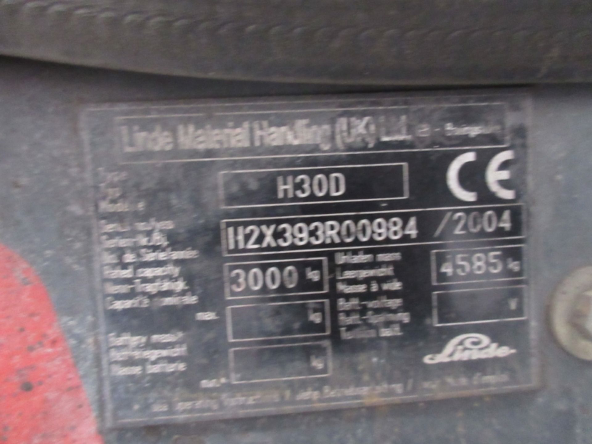 LINDE H30D Plant Diesel - VIN: H2X393R00984 - Year: 2004 - 9,477 Hours - Duplex Forklift, Sideshift, - Image 5 of 7