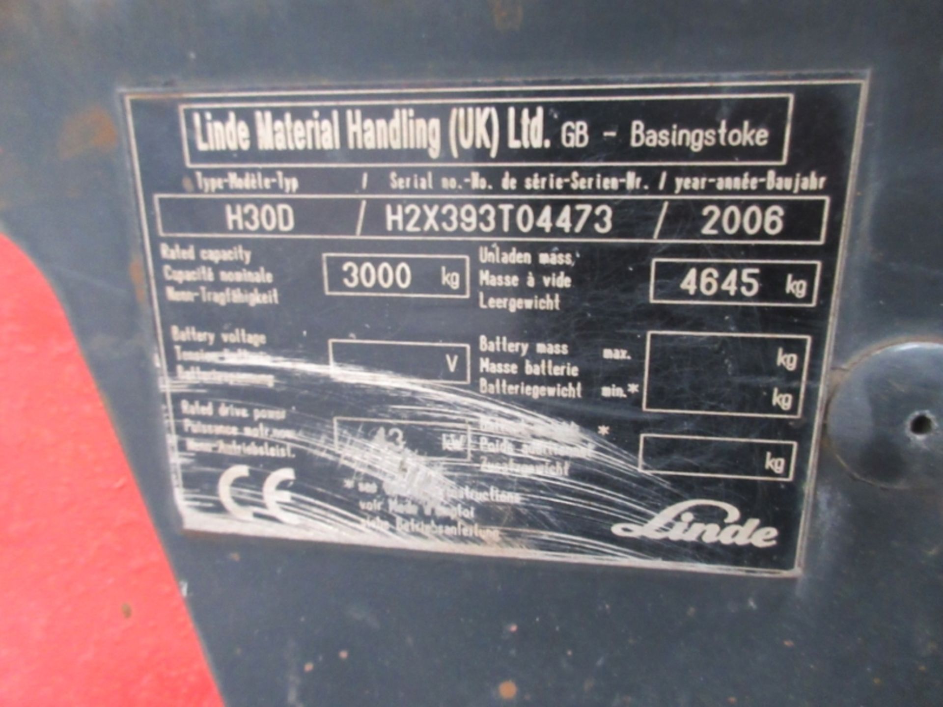 LINDE H30D Plant Diesel - VIN: H2X393T04473 - Year: 2006 - 11,012 Hours - Duplex Forklift, - Image 5 of 7