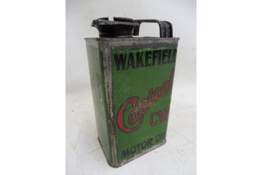 An early Wakefield Castrol Motor Oil CW grade rectangular quart can, of bright colour. - Image 2 of 2