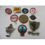 A small selection of car badges to include Civil Service, Armstrong Siddeley etc.