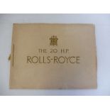 A Rolls-Royce 20hp sales brochure from 1927/28 with full colour illustrations.