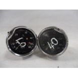 Two Smiths type MA black faced 0-60mph speedometers.