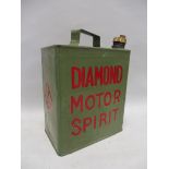 A Diamond Motor Spirit two gallon petrol can with original brass cap indistinctly marked to