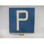 An original aluminium 'No Entry' road sign, blue background, 21 x 22 1/2".