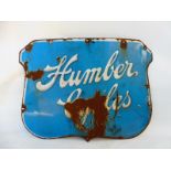 A Humber Cycles shaped enamel sign, 24 x 18".