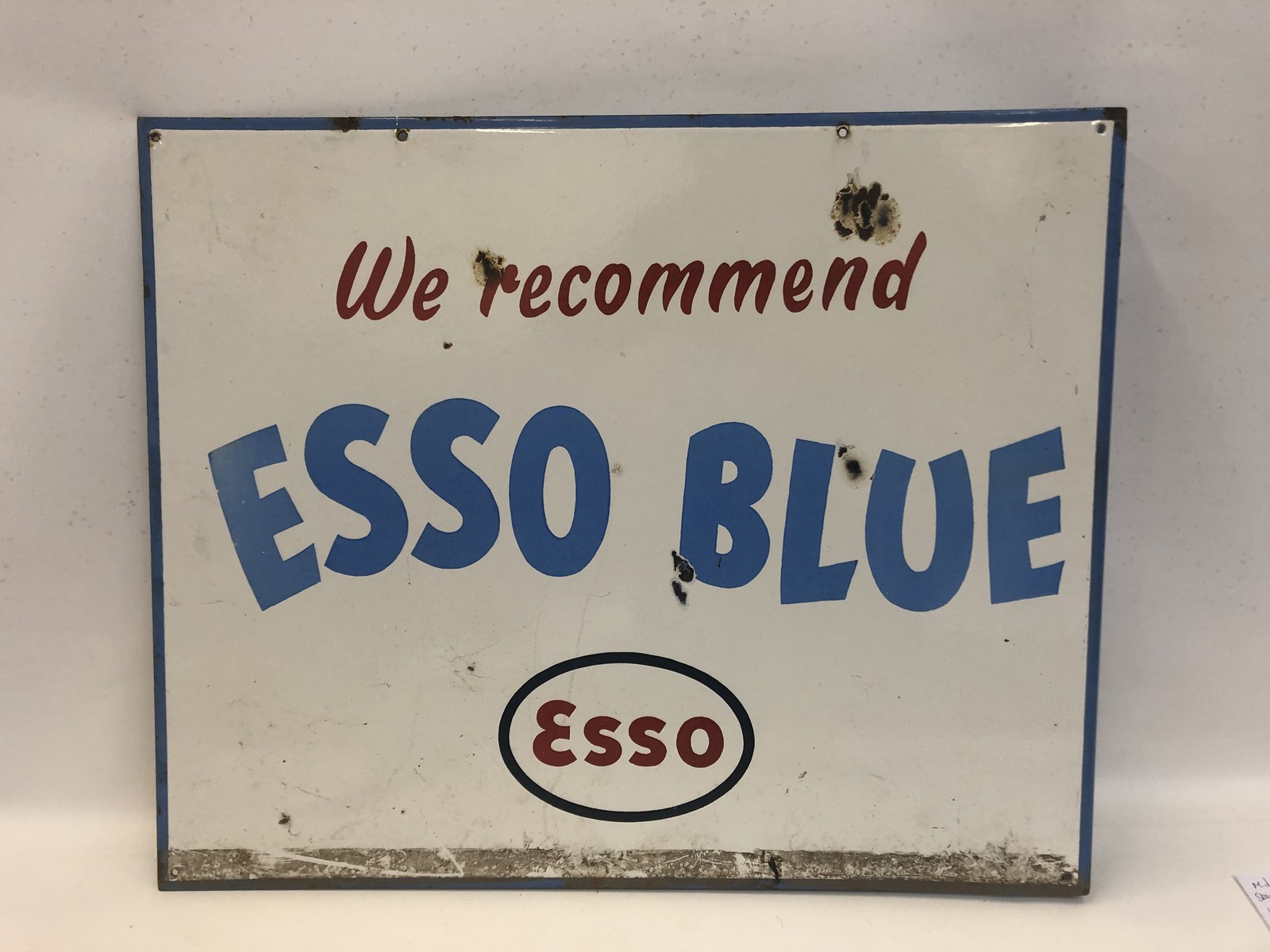 An Esso Blue double sided enamel sign with hanging flange, 22 x 18". - Image 2 of 2