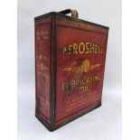 An Aeroshell Lubricating Oil gallon can.