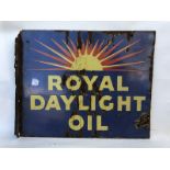 A Royal Daylight Oil double sided enamel sign with hanging flange, 22 x 18".