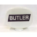 A Butler glass petrol pump globe by Hailware, very minor nicks to the neck.