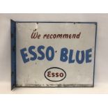 An Esso Blue double sided enamel sign with hanging flange, 22 x 18".