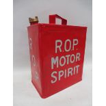 An ROP Motor Spirit two gallon petrol can with original cap by Beaver of London, May 1928,