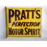 A Pratt's Perfection Motor Spirit double sided enamel sign with re-attached hanging flange by