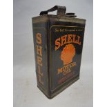 A Shell Motor Oil half gallon can of good, bright colour.