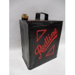 A Redline two gallon petrol can with original cap by Valor, dated July 1937.