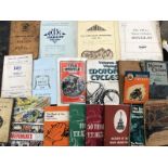 A collection of assorted motorcycling literature to include Cotton sales brochures, a Douglas