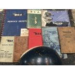 A selection of BSA motorcycle literature to include an instruction book for the 1937 models, a