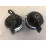 Two Lucas round key ignition switches, possibly to suit Frazer Nash.