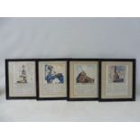 Four framed and glazed advertisements for Cadillac-Lasalle, each 14 1/4 x 16 1/4".