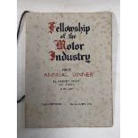 A Fellowship of The Motor Industry First Annual Dinner, October 1936, with signatures on the back