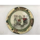 A Royal Doulton circular motoring related plate depicting two motorists with their veteran motor car