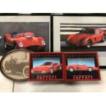 A pair of framed and glazed large format professional photographs of a Ferrari 250GTO and a 250TR,