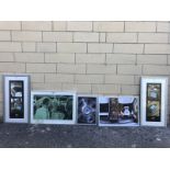 A group of framed and glazed Bentley promotional prints.