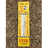 An unusual Fisk Tyres part pictorial tin advertising thermometer, in good condition, 11 x 44 1/4".